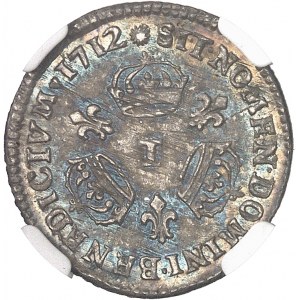 Louis XIV (1643-1715). Twentieth of a shield with three crowns 1712, T, Nantes.