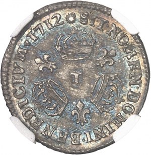 Ludvík XIV (1643-1715). Dvacátý ze štítu se třemi korunami 1712, T, Nantes.