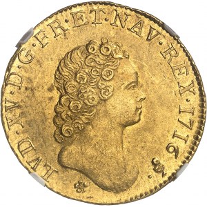 Ľudovít XV (1715-1774). Dvojitý zlatý louis s insígniami, 2. typ 1716, S, Remeš.