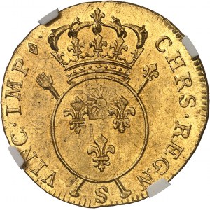 Ludvík XV (1715-1774). Dvojitý zlatý louis s insigniemi, 2. typ 1716, S, Remeš.
