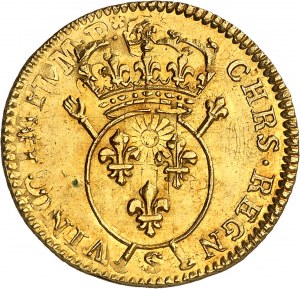 Louis XV (1715-1774). Louis d'or aux insignes, 2nd type 1716, S, Reims.