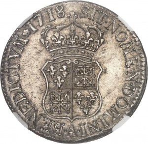 Luigi XV (1715-1774). Écu de France-Navarre 1718, A, Parigi.