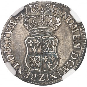Ľudovít XV (1715-1774). Štvrť ecu Francúzska-Navarre 1718, Z, Grenoble.