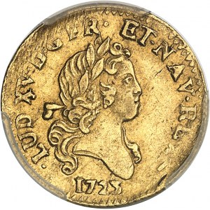 Luigi XV (1715-1774). Mezzo marco d'oro con 2 L, flan neuf 1723, W, Lille.