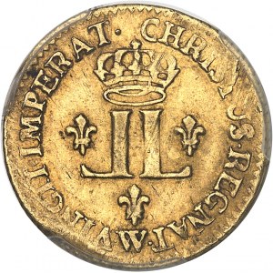 Ľudovít XV (1715-1774). Polovičný louis d'or aux 2 L, flan neuf 1723, W, Lille.