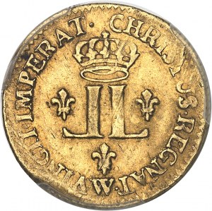 Luigi XV (1715-1774). Mezzo luigi d'oro con 2 L, fondo bianco 1723, W, Lille.