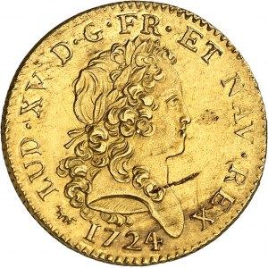 Louis XV (1715-1774). Double louis d’or dit mirliton 1724, A, Paris.