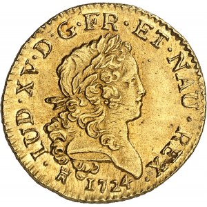 Ludwik XV (1715-1774). Louis d'or dit Mirliton aux palmes longues (odmiana NAU) 1724, M, Tuluza.