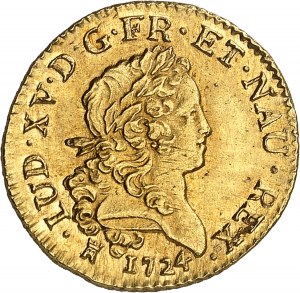 Louis XV (1715-1774). Louis d'or dit Mirliton aux palmes longues (NAU variety) 1724, M, Toulouse.