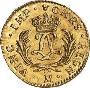 Luigi XV (1715-1774). Louis d'or dit Mirliton aux palmes longues (varietà NAU) 1724, M, Tolosa.