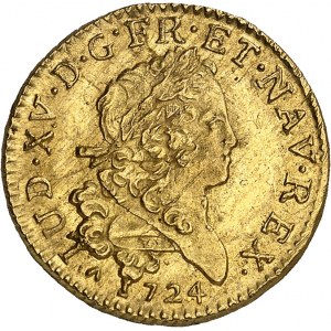 Ludwik XV (1715-1774). Louis d'or dit Mirliton aux palmes longues 1724, &amp;, Aix-en-Provence.