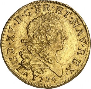 Ludvík XV (1715-1774). Louis d'or dit Mirliton aux palmes longues 1724, &, Aix-en-Provence.