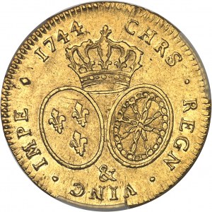 Ludvík XV (1715-1774). Double louis d'or au bandeau 1744, &amp;, Aix-en-Provence.