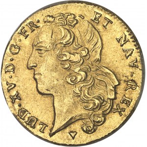 Louis XV (1715-1774). Double louis d'or au bandeau 1745, BB, Strasbourg.