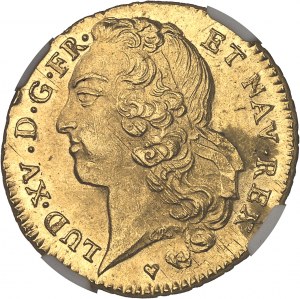 Ludwig XV (1715-1774). Doppelter Goldlouis mit Bandelier 1748, BB, Straßburg.