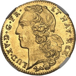 Louis XV (1715-1774). Double louis d'or au bandeau 1755, L, Bayonne.