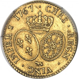 Ľudovít XV (1715-1774). Louis d'or de Béarn au bandeau 1767, krava, Pau.