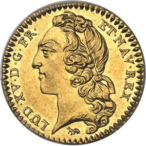 Ludwig XV. (1715-1774). Vorstufe des goldenen Halb-Louis mit Bandelier 1741, A, Paris.