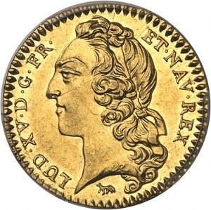 Ludwig XV. (1715-1774). Vorstufe des goldenen Halb-Louis mit Bandelier 1741, A, Paris.