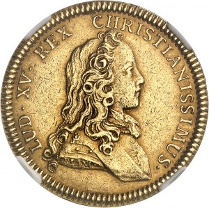 Ludwik XV (1715-1774). Złoty żeton, Bâtiments du Roi, współczesny refrappe 1723 (po 1880), Paryż.