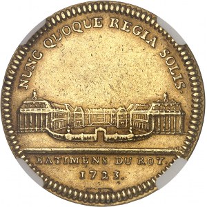 Ludwik XV (1715-1774). Złoty żeton, Bâtiments du Roi, współczesny refrappe 1723 (po 1880), Paryż.