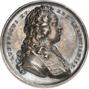 Ludwig XV (1715-1774). Medaille, Hochzeit von König Ludwig XV. und Königin Marie Leszczynska am 5. September 1725 in Fontainebleau, von J. Duvivier 1725, Paris.