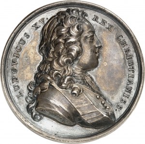 Louis XV (1715-1774). Medal, marriage of King Louis XV and Queen Marie Leszczynska on September 5, 1725 in Fontainebleau, by J. Duvivier 1725, Paris.