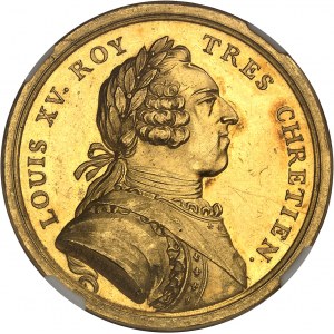 Ludvík XV (1715-1774). Medaile, vytvoření obchodní komory a konzulární jurisdikce obchodníků z Lille Jeanem Duvivierem 1715 (asi 1745), Paříž.