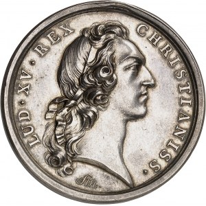 Luigi XV (1715-1774). Medaglia, la battaglia di Fontenoy, di F. Marteau 1745, Parigi.
