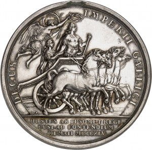 Ludwik XV (1715-1774). Medal, bitwa pod Fontenoy, autorstwa F. Marteau 1745, Paryż.