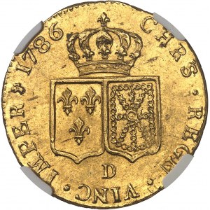 Louis XVI (1774-1792). Double louis d’or à la tête nue 1786, D, Lyon.