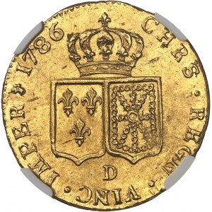 Louis XVI (1774-1792). Double louis d'or à la tête nue 1786, D, Lyon.