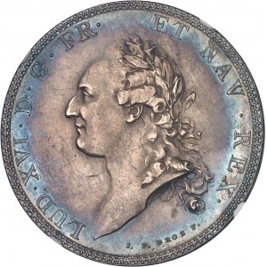 Ľudovít XVI (1774-1792). Skúška štítu Droz alebo Calonne štít, šesťramenný okraj, leštený flanel (PROOF) 1786, A, Paríž.