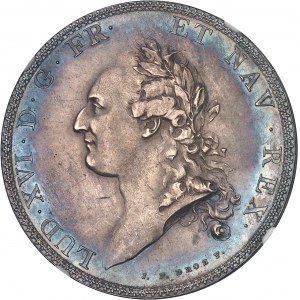 Ludwig XVI (1774-1792). Essai de l'écu par Droz ou écu de Calonne, tranche à six viroles, Flan bruni (PROOF) 1786, A, Paris.