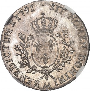 Louis XVI (1774-1792). Shield with olive branches 1791, AA, Metz.