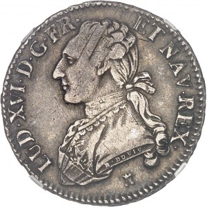 Ludwik XVI (1774-1792). Półpensówka z gałązkami oliwnymi 1775/4, T, Nantes.