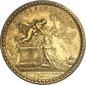 Luigi XVI (1774-1792). Gettone d'oro, incoronazione del re a Reims, di L. Léonard, Frappe spéciale (SP) 1775, Parigi.