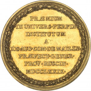 Louis XVI (1774-1792). Médaille d’Or, Prix de l’Université de Perpignan, par B. Duvivier 1779, Paris.