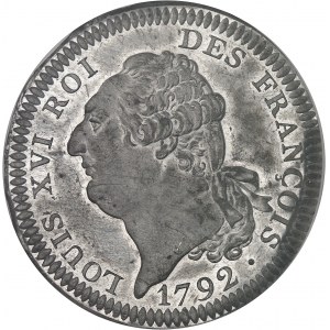 Costituzione (1791-1792). Prova uniface del dritto dello scudo da 6 livres FRANÇOIS, Frappe spéciale (SP) 1792, Parigi ?