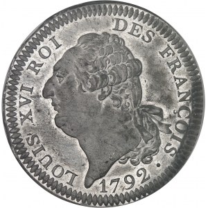 Verfassung (1791-1792). Einflächige Vorderseite des 6-Pfund-Taler FRANÇOIS, Frappe spéciale (SP) 1792, Paris?