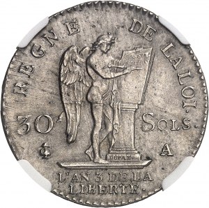 Ústava (1791-1792). 30 sols FRANÇOIS 1791, A, Paris.