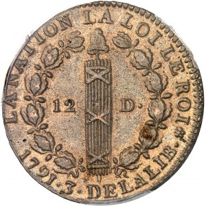 Ústava (1791-1792). 12 deniers FRANÇOIS 1791 - An 3, A, Paris.
