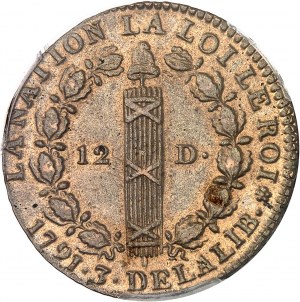 Konstytucja (1791-1792). 12 deniers FRANÇOIS 1791 - An 3, A, Paryż.