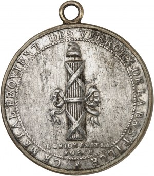 Verfassung (1791-1792). Palloy-Medaille, Metall der Riegel der Bastille ND (1789), Paris.