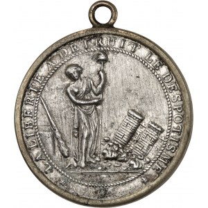 Konstytucja (1791-1792). Medal Palloya, metal z zamków Bastylii ND (1789), Paryż.