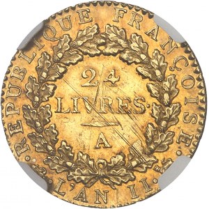 Konwencja (1792-1795). Louis d'or de 24 livres 1793 - L'An II, A, Paris.