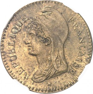 Konvent (1792-1795). Skúška 25 centimov Dupré v mosadznej farbe Rok 3 (1794-1795), Paríž.