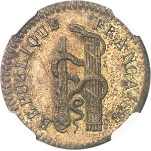 Konvent (1792-1795). Essai de 10 centimes au faisceau, massue et serpent, Dupré (bez podpisu), mosadz Rok 3 (1794-1795), Paríž.