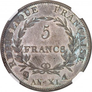 Konsulat (1799-1804). Essay de 5 francs, concours de l'An XI, par Droz An XI (1803), Paris.