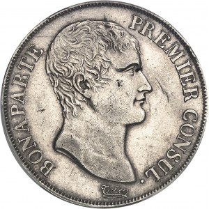 Consulat (1799-1804). 5 francs Bonaparte, frappe d’épreuve avec virole et grènetis serré, Frappe spéciale (SP) An 12 (1804), A, Paris.